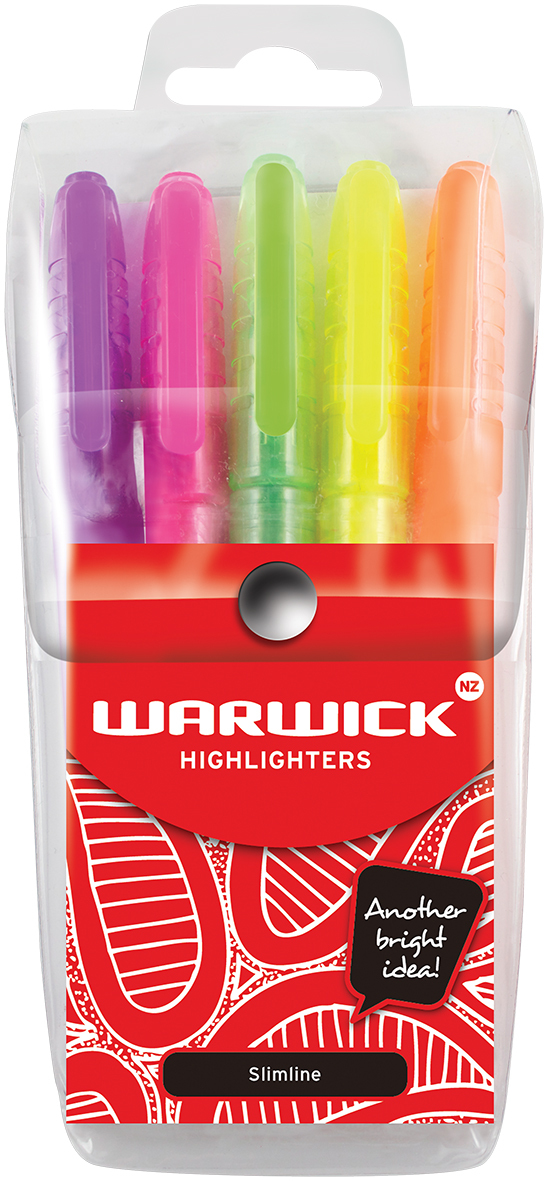 Buy Warwick Slimline Highlighters Assorted Pkt5 at Mighty Ape NZ