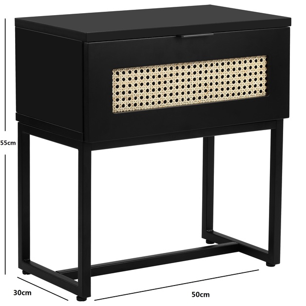 Buy Rattan Bedside Table - Black at Mighty Ape NZ