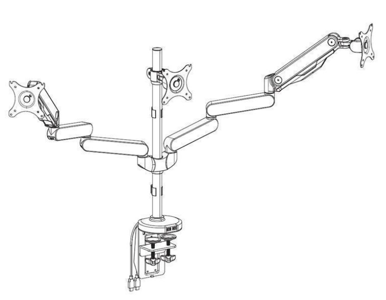 Loctek: DLB530T Three Monitor Gas Arm Desk Mount (10"-30") image