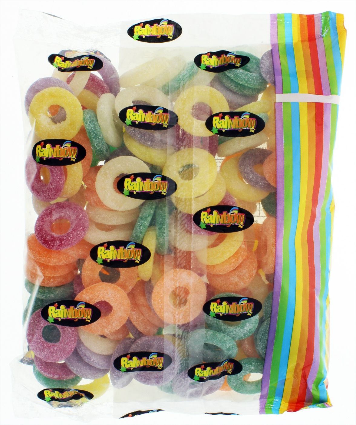 Rainbow Confectionery Fruit Rings Lollies Bulk Bag 1kg image