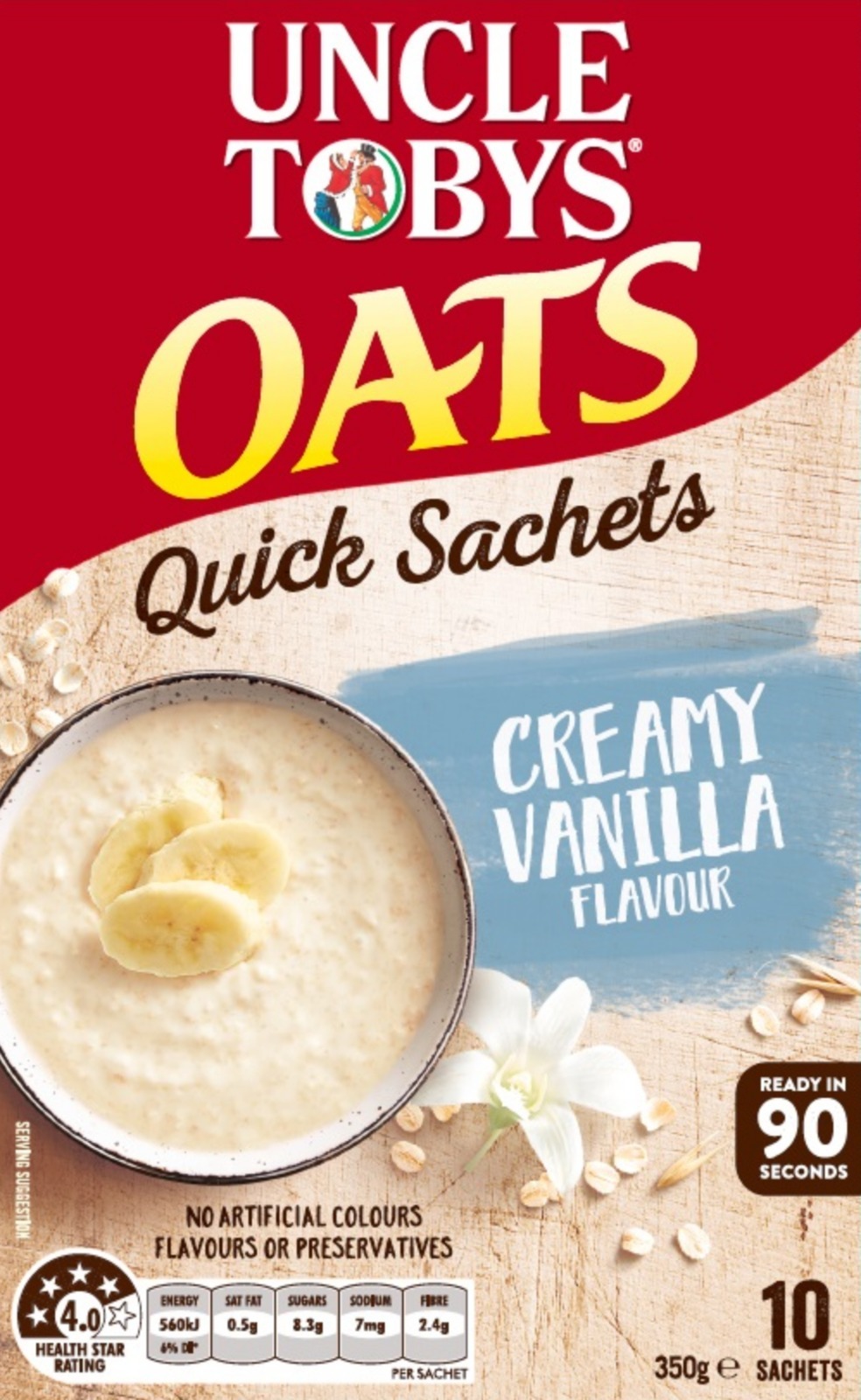 Uncle Tobys Oats (Creamy Vanilla, 350g) 5pk image