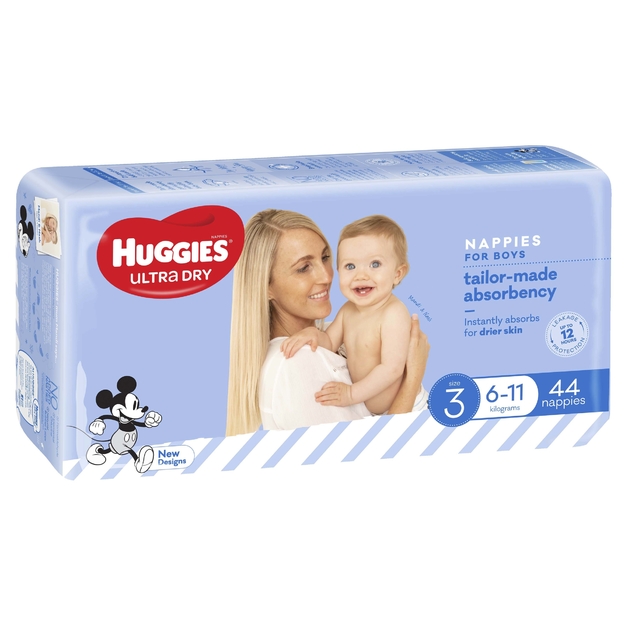 Buy Huggies Ultra Dry Crawler Boy Nappies Size 3 (44 Pack) at Mighty