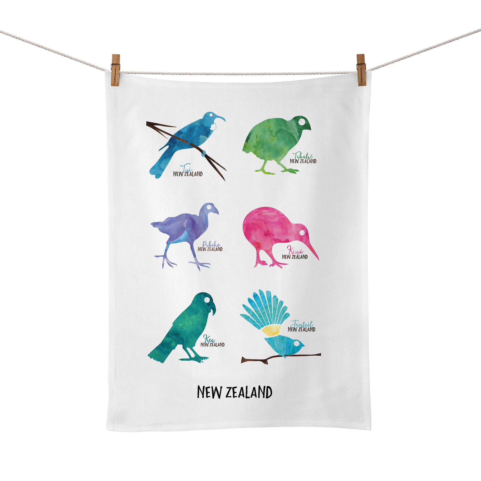 Moana Road Tea Towel NZ Birds at Mighty Ape NZ