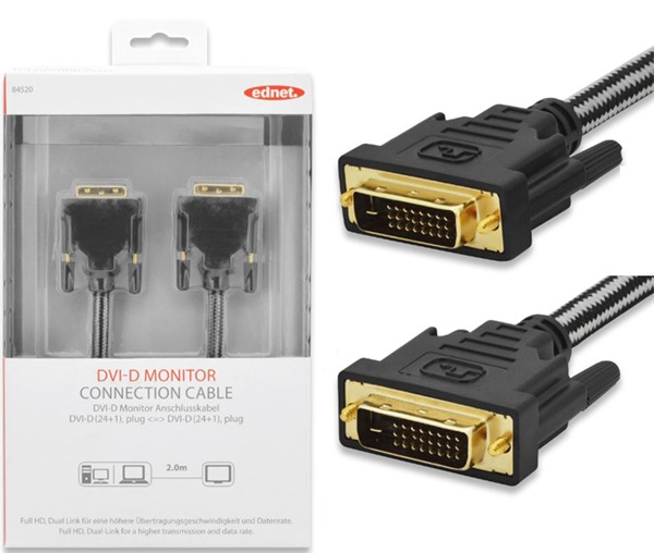 Ednet DVI-D (M) to DVI-D (M) Dual Link Monitor Cable (2m) image