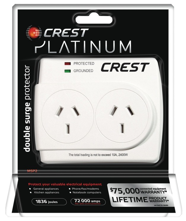 Crest Double Outlet Surge Protector at Mighty Ape Australia