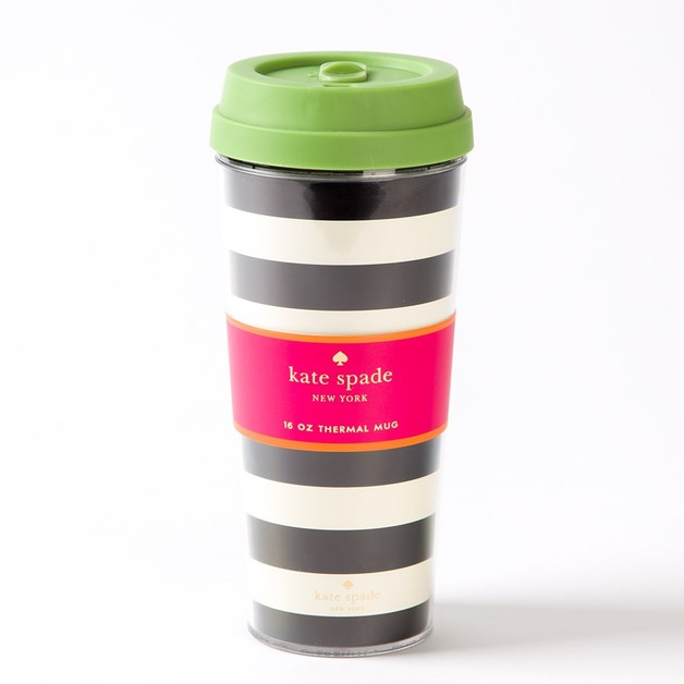 Kate Spade Travel Mug Black Stripe at Mighty Ape NZ