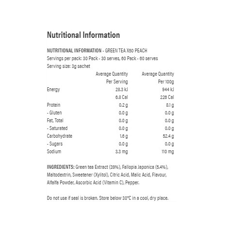 Green Tea X50 + Resveratrol - Peach (60 Sachets) image