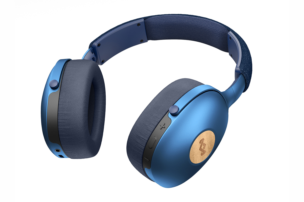 Marley Positive Vibration XL Over Ear Wireless Headphones Blue at