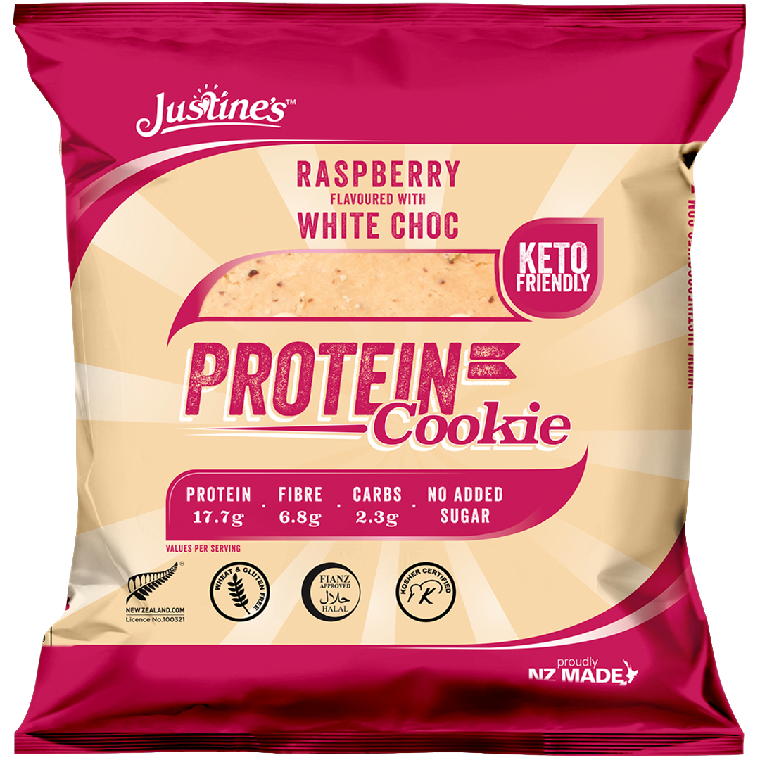 Justine's Protein Cookies - Raspberry White Chocolate (12 x 64g) image
