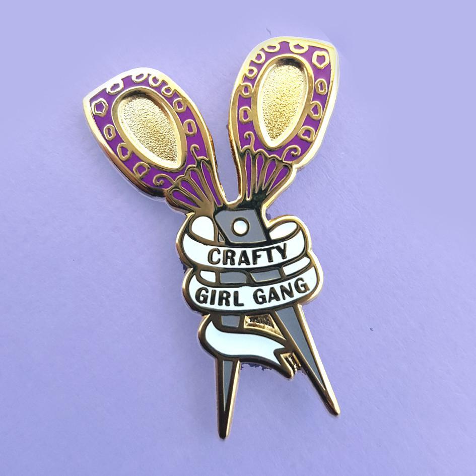 Jubly-Umph Crafty Girl Gang Scissors Lapel Pin (purple) image