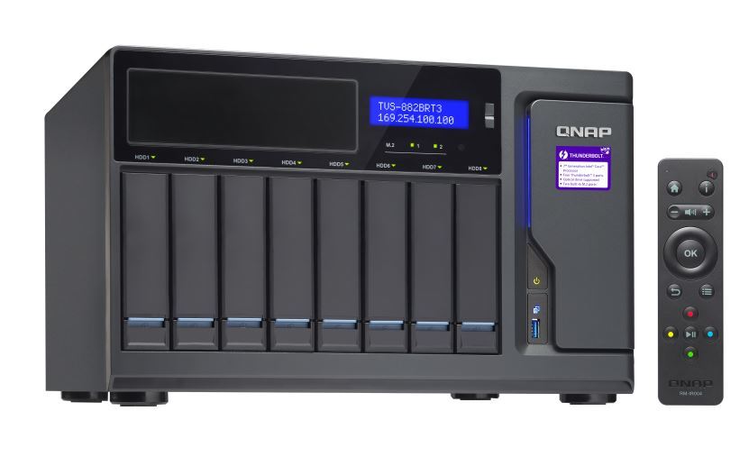 Qnap Tvs-882Brt3-Odd-I7-32G 8-Bay Nas (No Disk), 1 X Blu-Ray , 4 X Thunderbolt3 S, Core I7-7700 3.6 Ghz, 32Gb, 250W image