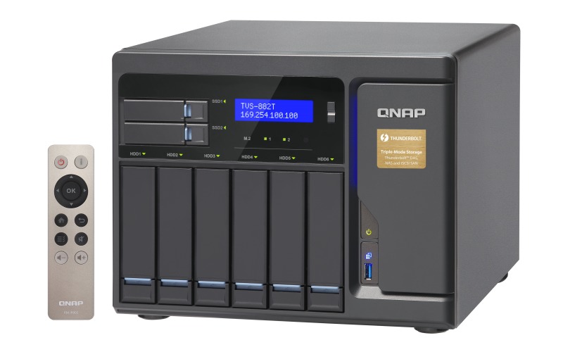 QNAP TVS-882T-I5-16G NAS,6+2+2XM.2 SLOT(DISKLESS),16GB,I5-6500,T-BOLT,GbE(4), 10GbE,TWR,2Y image