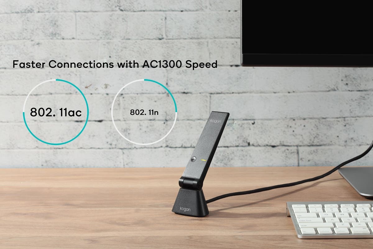 Kogan AC1300 DualBand USB 3.0 Beamforming WiFi Adapter with Cradle