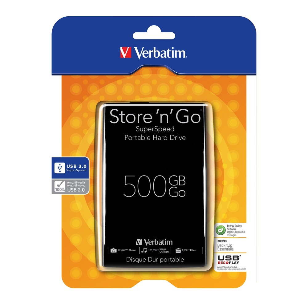 Verbatim 2.5" Store'n'Go Super Speed USB 3.0 - 500GB (Black) image