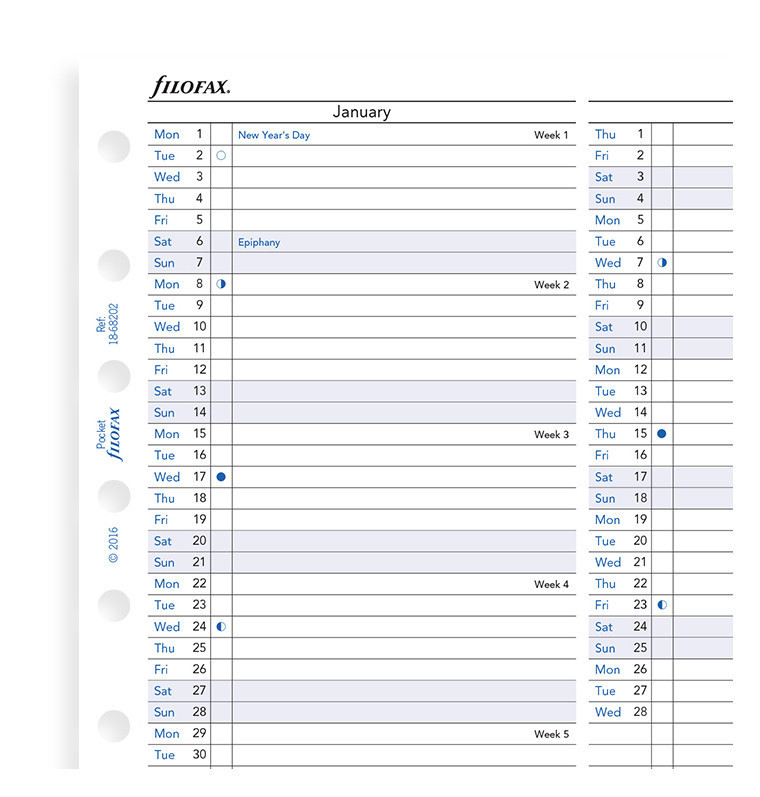 Filofax: Pocket 2020 Refill - Year Planner (Vertical)