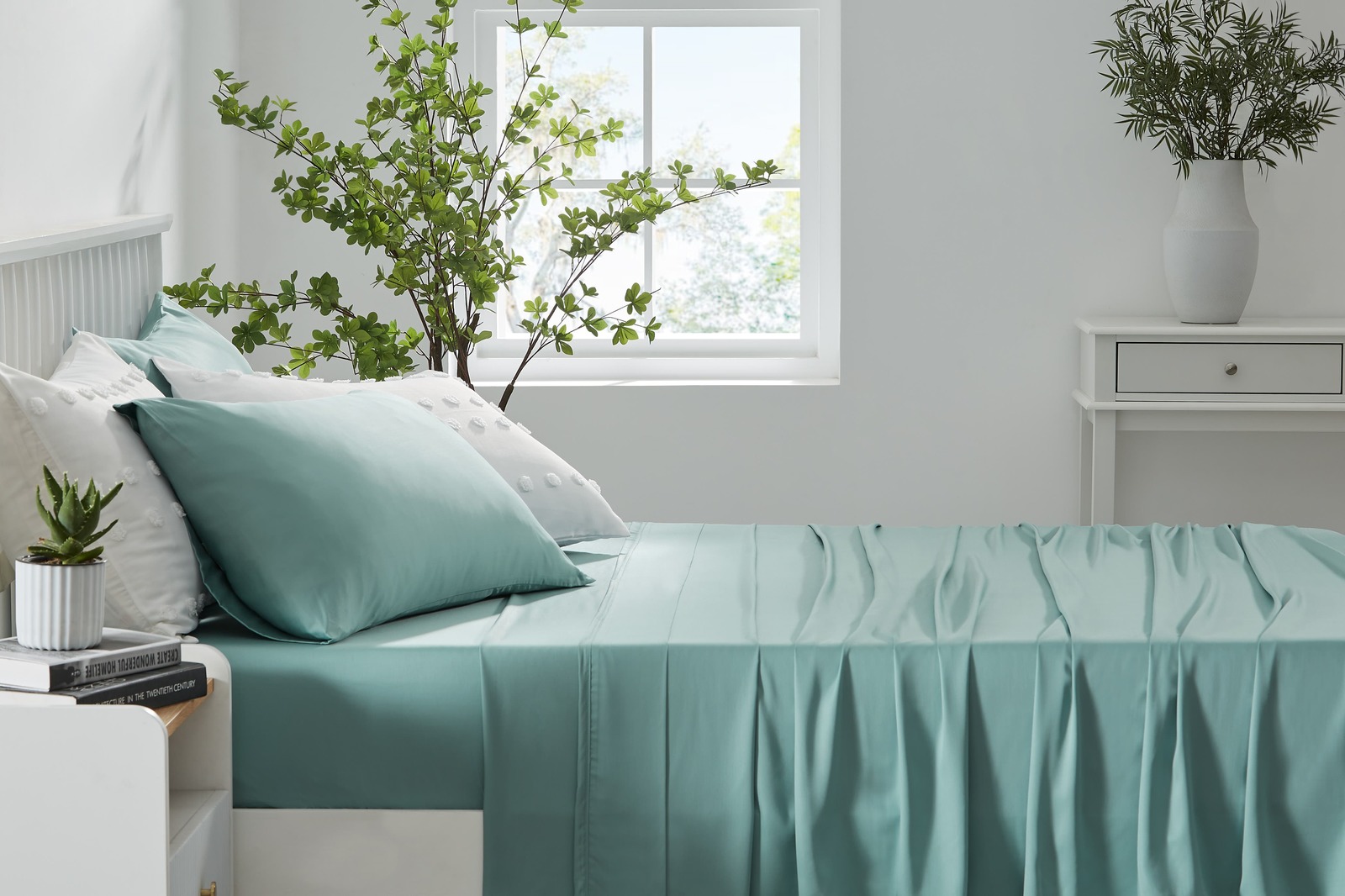 Ovela 100 Natural Bamboo Bed Sheet Set (Double, Sage) at Mighty Ape NZ