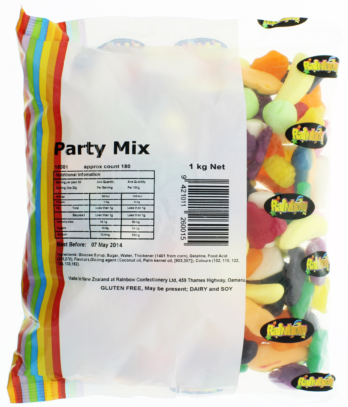 Rainbow Confectionery Party Mix Lollies Bulk Bag 1kg image