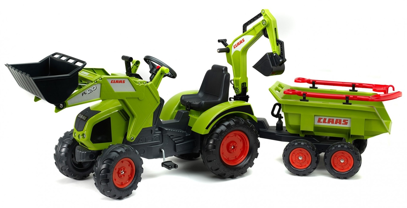 Falk: Claas Pedal Tractor - With Excavator, Trailer & Tools image