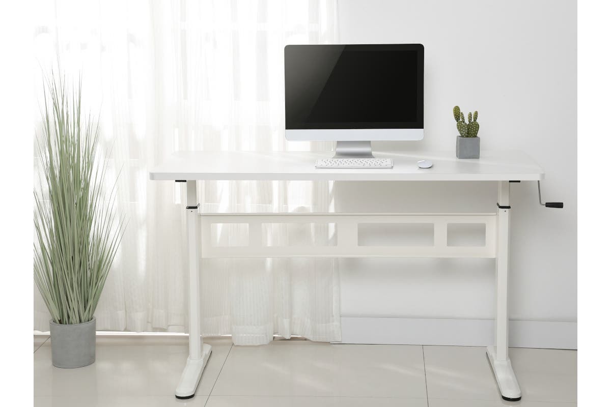 Buy Ergolux WindUp Height Adjustable Sit Stand Desk (White) at Mighty