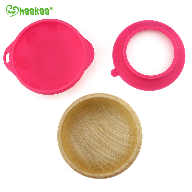 Haakaa: Wooden Mushroom Bowl with Suction Base - Red image