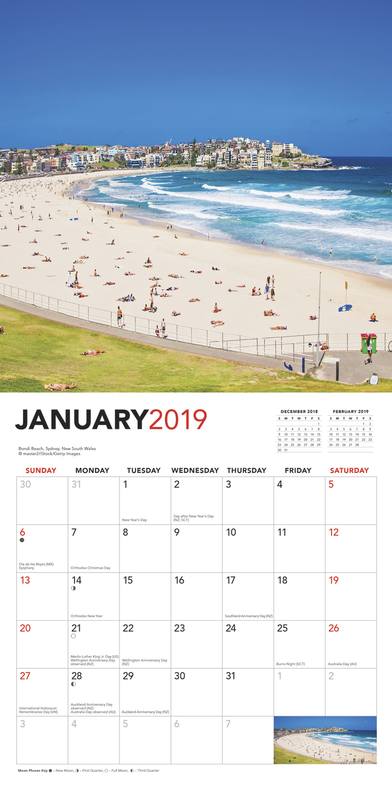 Australian Beaches 2019 Square Wall Calendar image