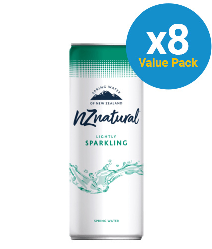 NZ Natural 250ml Sparkling Spring Water Cans (8 Pack)