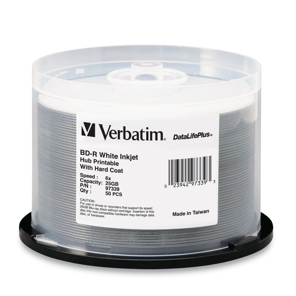 Verbatim BD-R 25GB White Wide Inkjet 6x (50 Pack) image