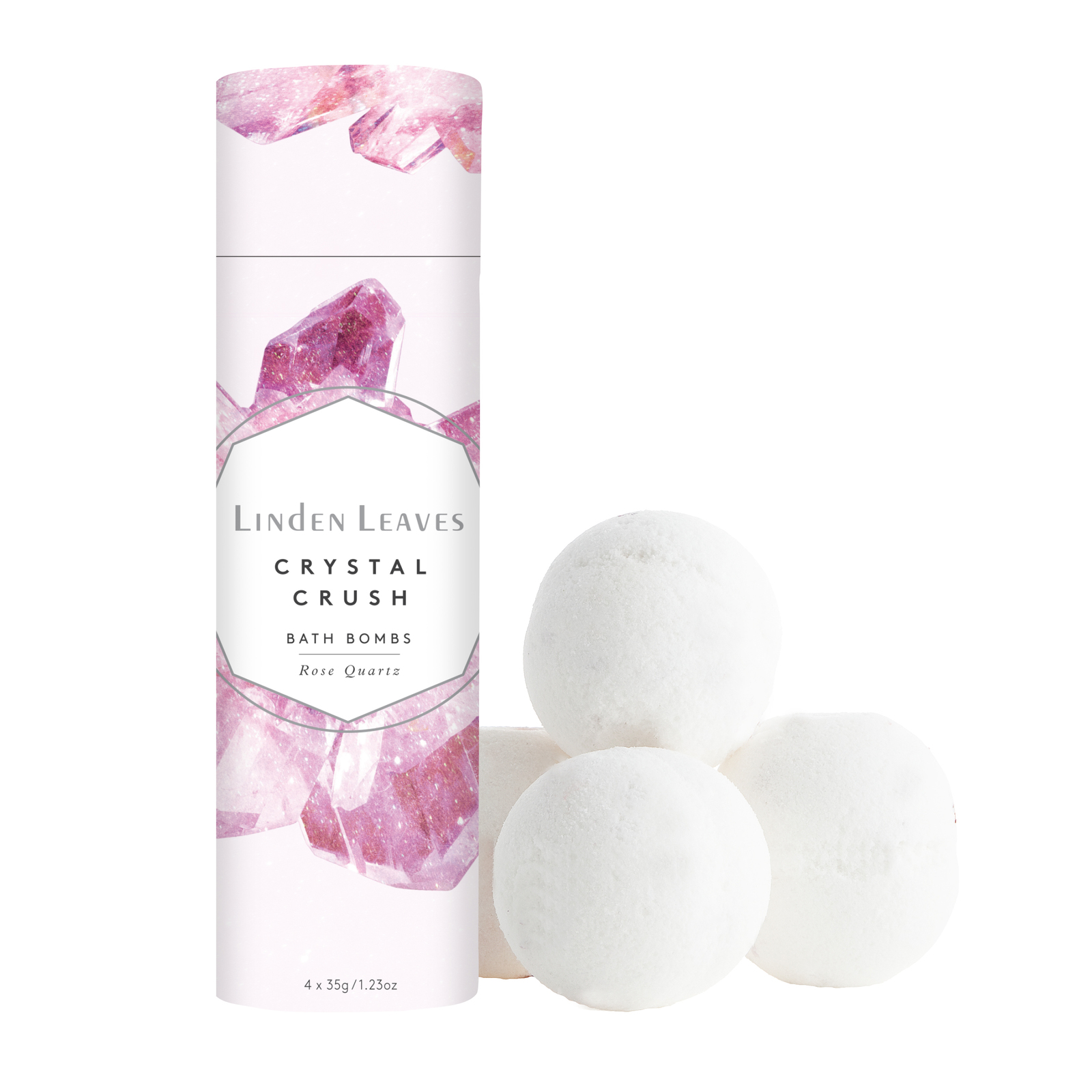 Linden Leaves Crystal Crush Bath Bombs - Rose Quartz