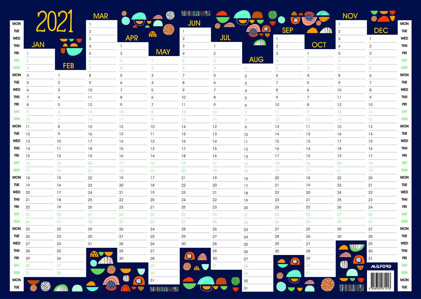 Buy Collins 2021 A2 Designer Wall Planner at Mighty Ape Australia