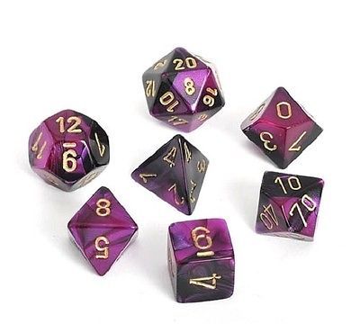 Chessex Gemini Polyhedral Dice Set Black-Purple/Gold image