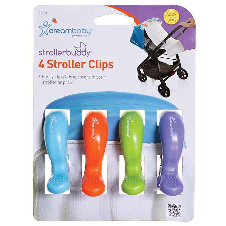 Strollerbuddy® Stroller Clips - Blue/Orange/Purple/Green image