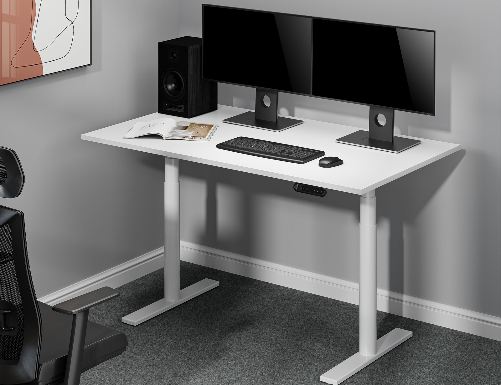 Buy Gorilla Office Height Adjustable Desk White/White at Mighty Ape NZ