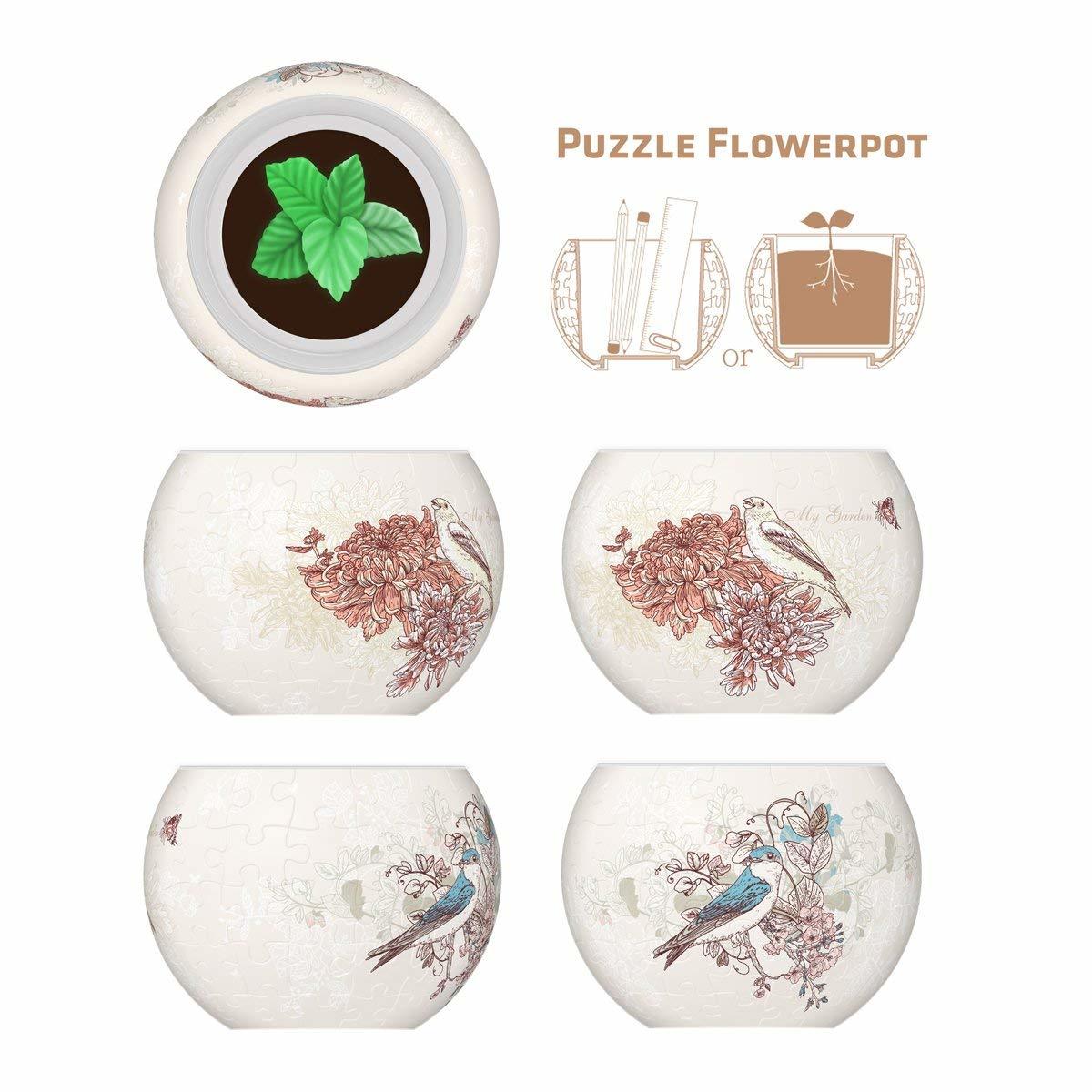 Flower Pot Puzzle: Singing Birds & Flowers (80pc)