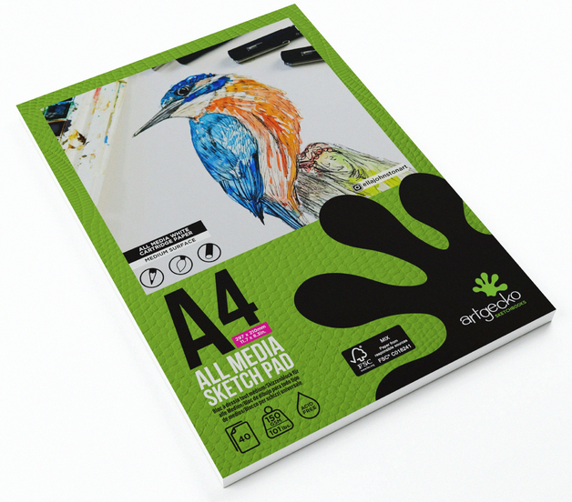 Buy Artgecko Pro All Media Sketchpad A4 40 Sheets 150gsm White Paper at