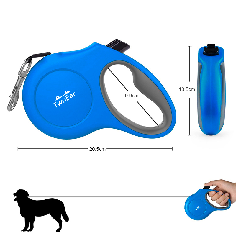 Buy TwoEar Retractable Dog Leash with Dispenser and Poop Bags Blue