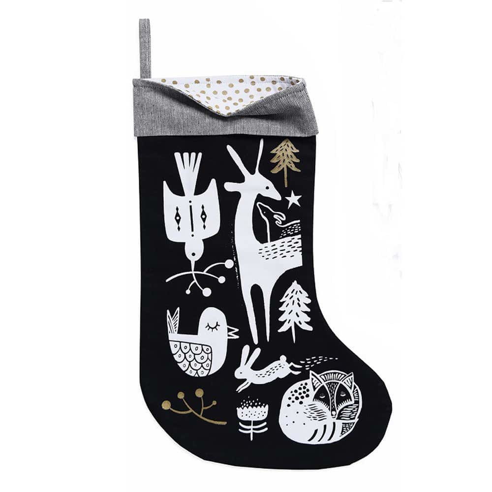 Organic Holiday Stocking - White On Black image