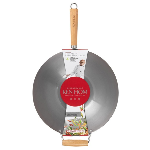 Ken Hom Carbon Steel Wok (35cm) at Mighty Ape Australia