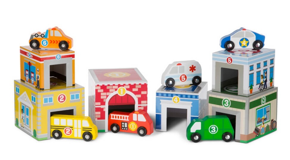 Melissa & Doug: Nesting & Sorting - Vehicles & Buildings Set image