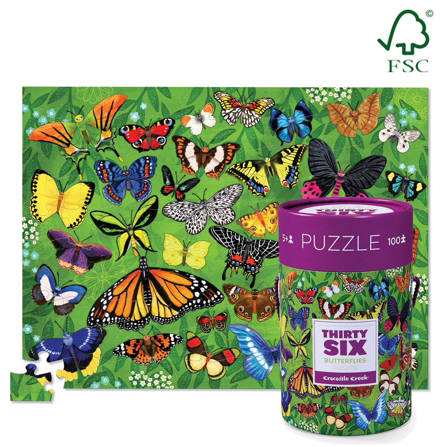 Crocodile Creek 36 Animal Puzzle Butterflies 100pc