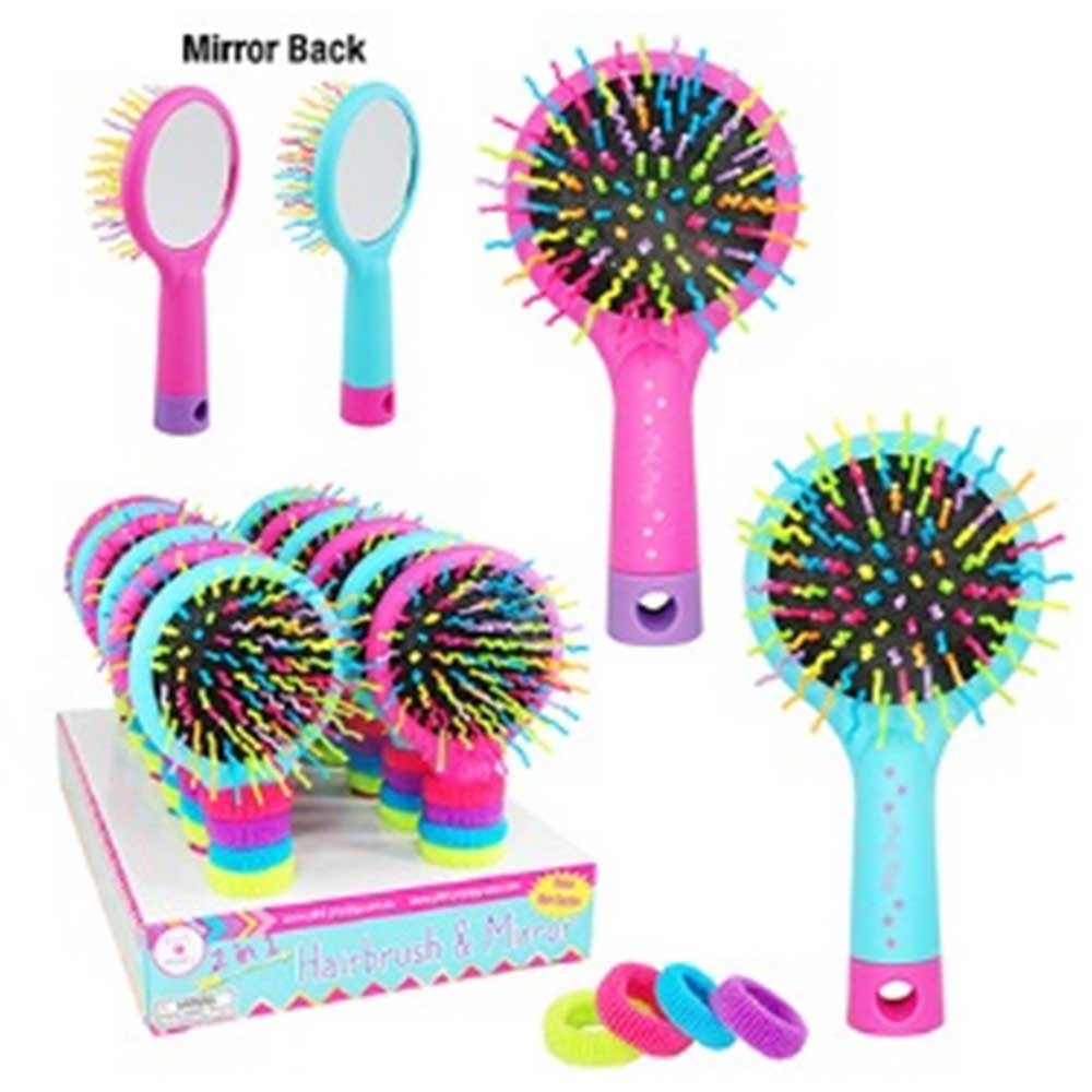 Hairbrush with Elastics - Assorted Colours