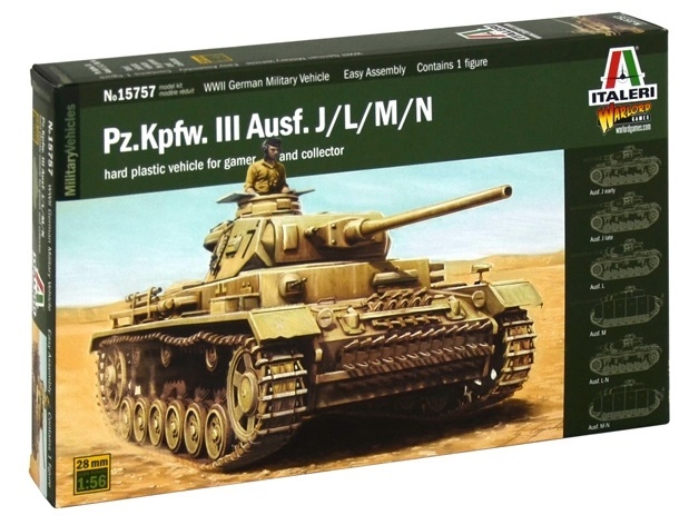 Italeri: 1:56 Pz.KPFW.III Ausf.J/L/MN (Warlord Games) - Model Kit image