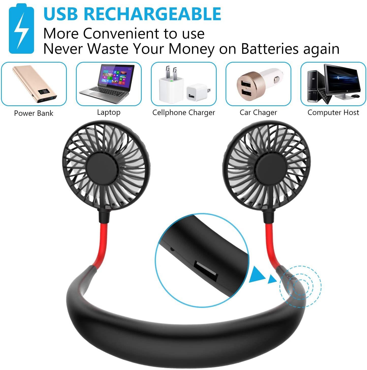 Ape Basics Mini Hand Free Neck Fan image