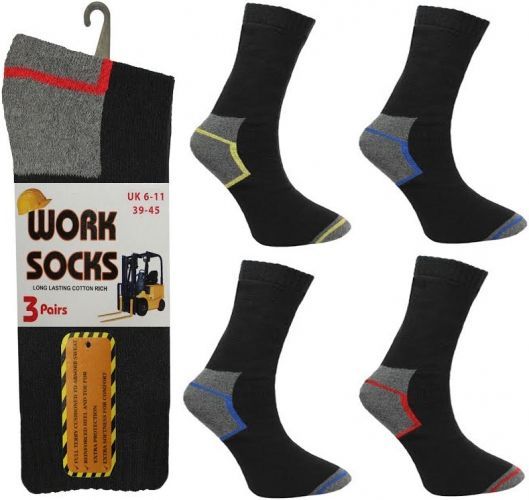 Heavy Duty Thick Construction Work Boot Socks 3 Pack (Size UK 611