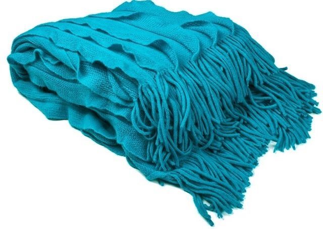 Bambury Cambridge Ruffle Throw Rug (Aqua)