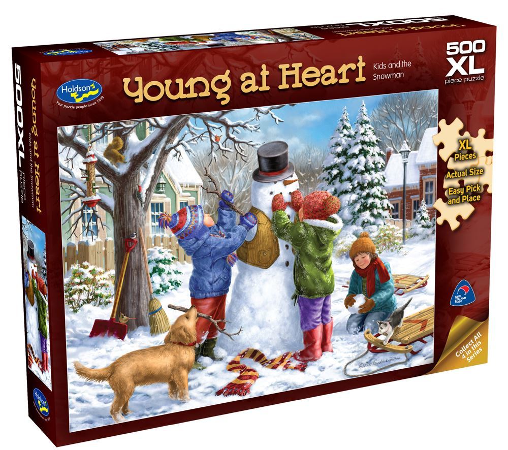 Holdson: Young at Heart - Kids And The Snowman - 500 Piece XL Puzzle