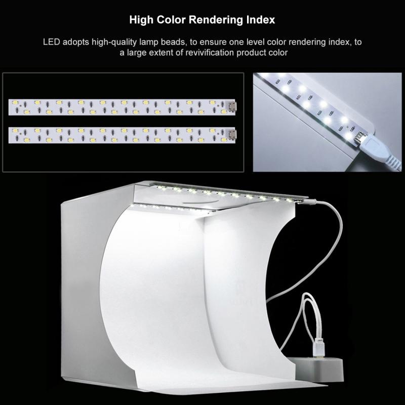 Mini Folding Lightbox 2 LED Photography Softbox - White image