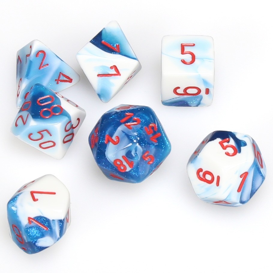 Chessex Polyhedral Dice Set: Astral Blue, White & Red image