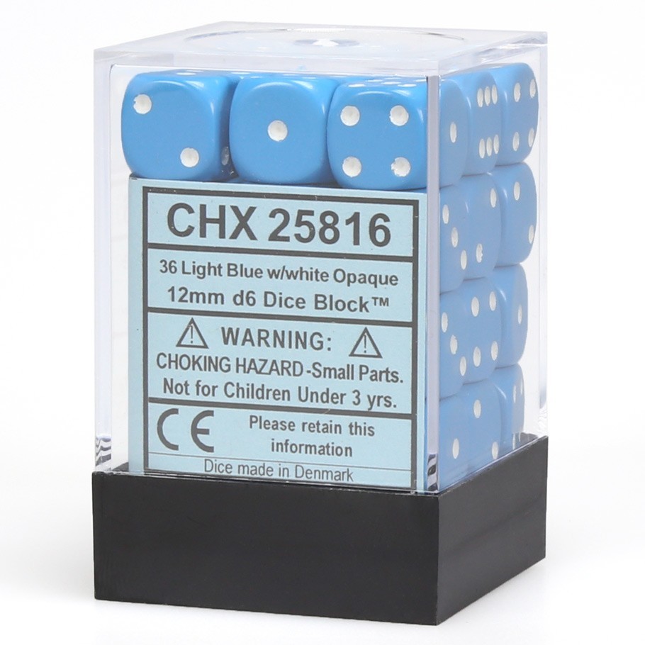 Chessex: D6 Opaque Cube Set (12mm) - Blue/White