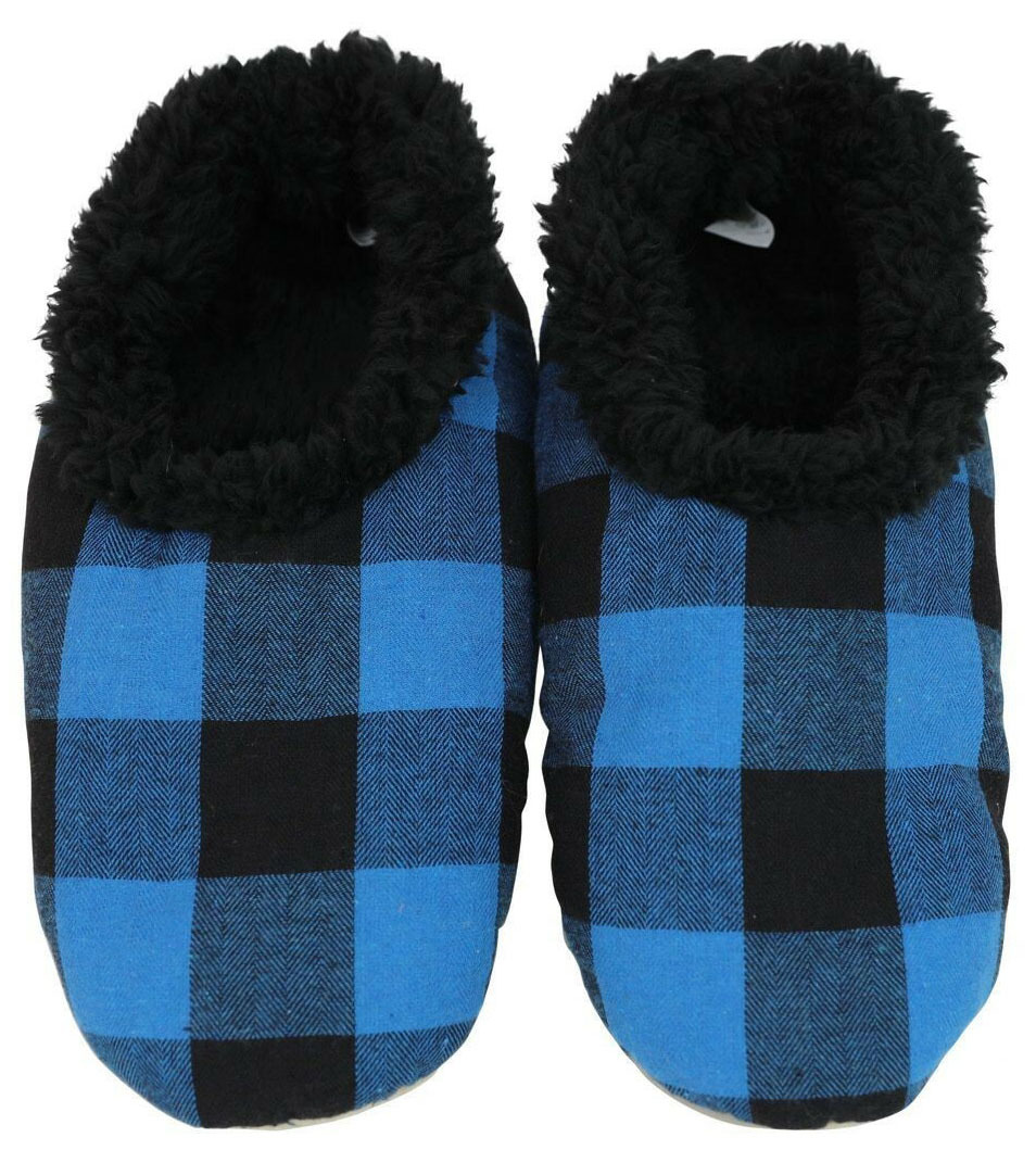 Slumbies Blue/Black Men's Plaid Slippers (L) image