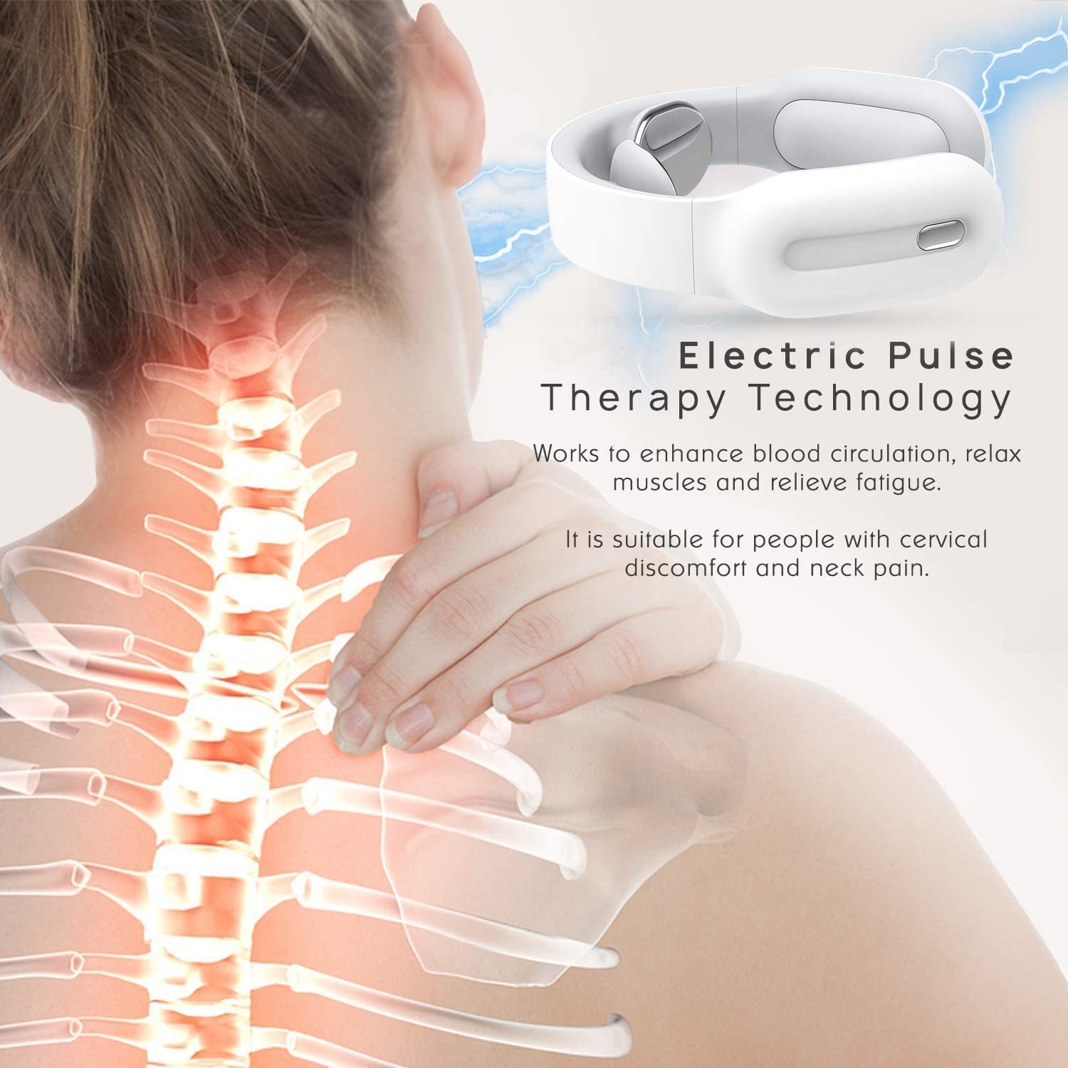 Portable Smart Electric Pain Relief Tool Neck Massager White at